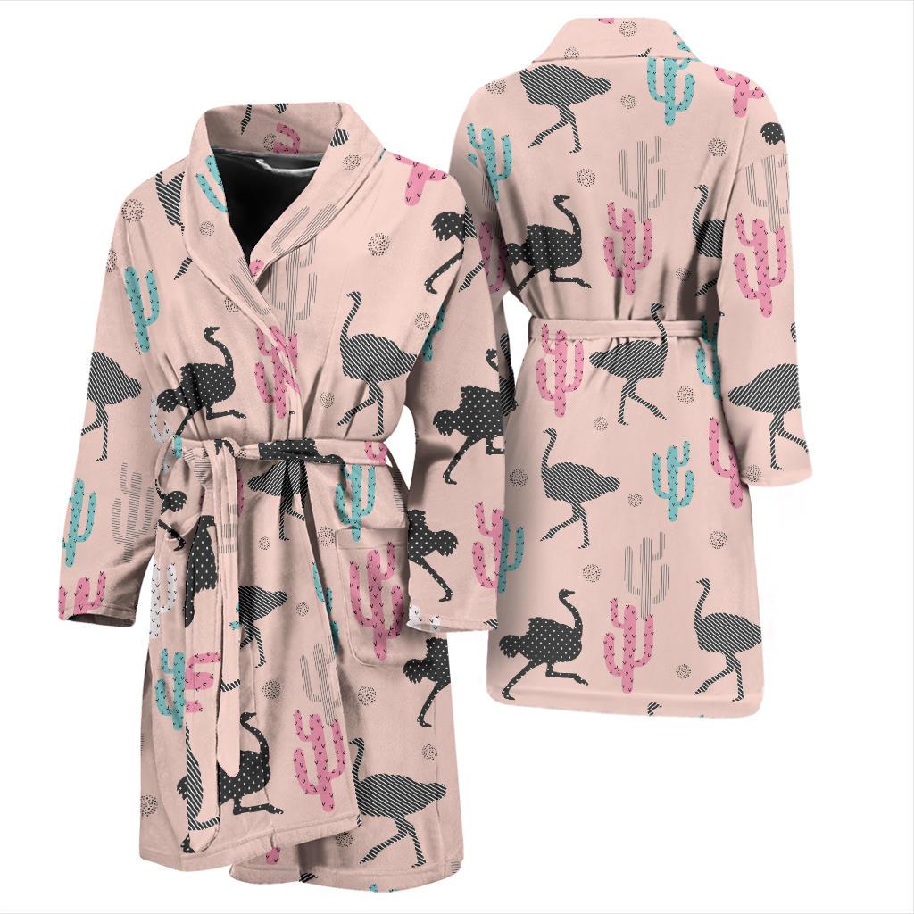 Ostrich Pattern Print Design 03 Men Bathrobe-JORJUNE.COM