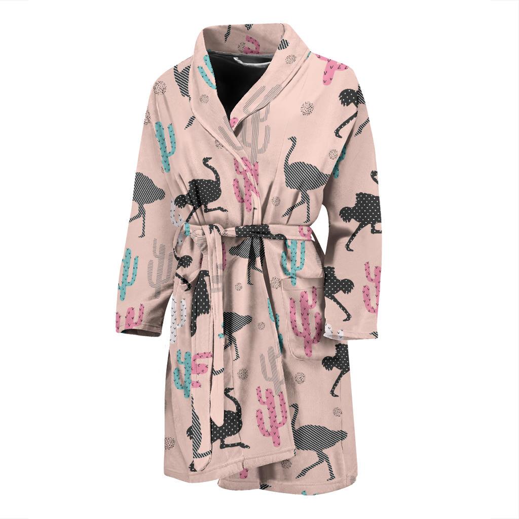 Ostrich Pattern Print Design 03 Men Bathrobe-JORJUNE.COM