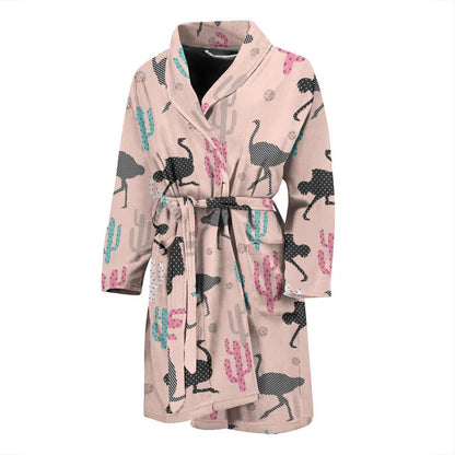 Ostrich Pattern Print Design 03 Men Bathrobe-JORJUNE.COM