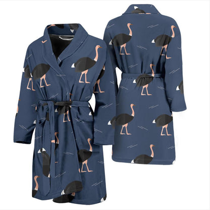Ostrich Pattern Print Design 04 Men Bathrobe-JORJUNE.COM