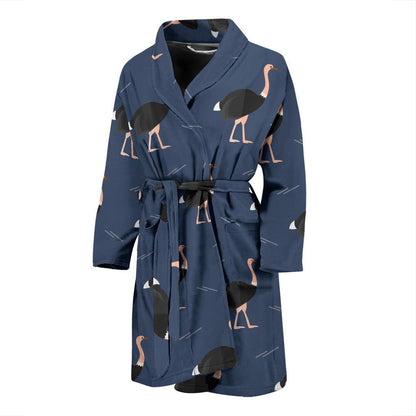 Ostrich Pattern Print Design 04 Men Bathrobe-JORJUNE.COM
