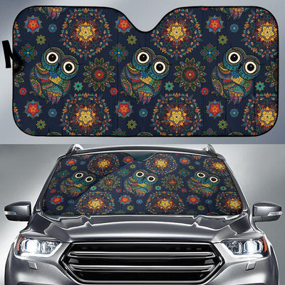 Owl Boho Style Pattern Print Design A04 Car Sun Shades-JORJUNE.COM