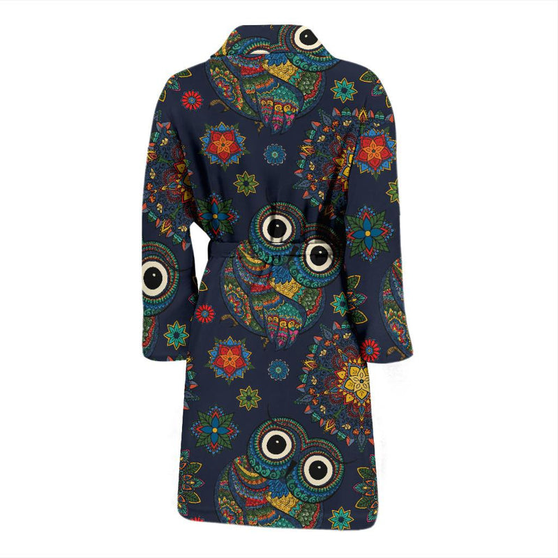 Owl Boho Style Pattern Print Design A04 Men Bathrobe-JORJUNE.COM