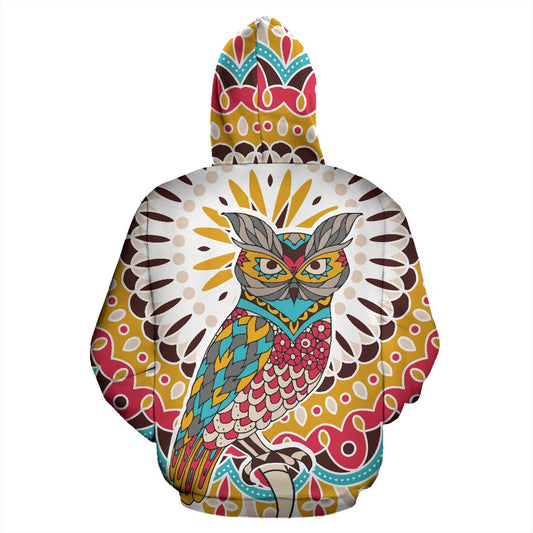Owl Colorful All Over Zip Up Hoodie