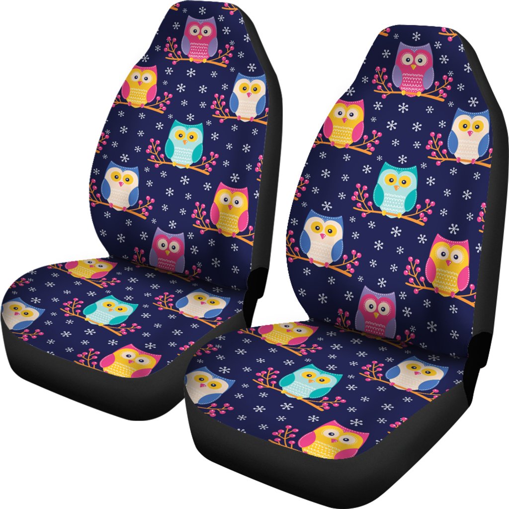 Owl Cute Themed Design Print Universal Fit Car Seat Covers-JorJune