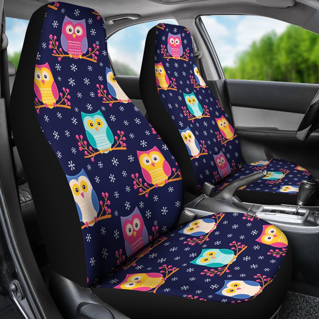 Owl Cute Themed Design Print Universal Fit Car Seat Covers-JorJune