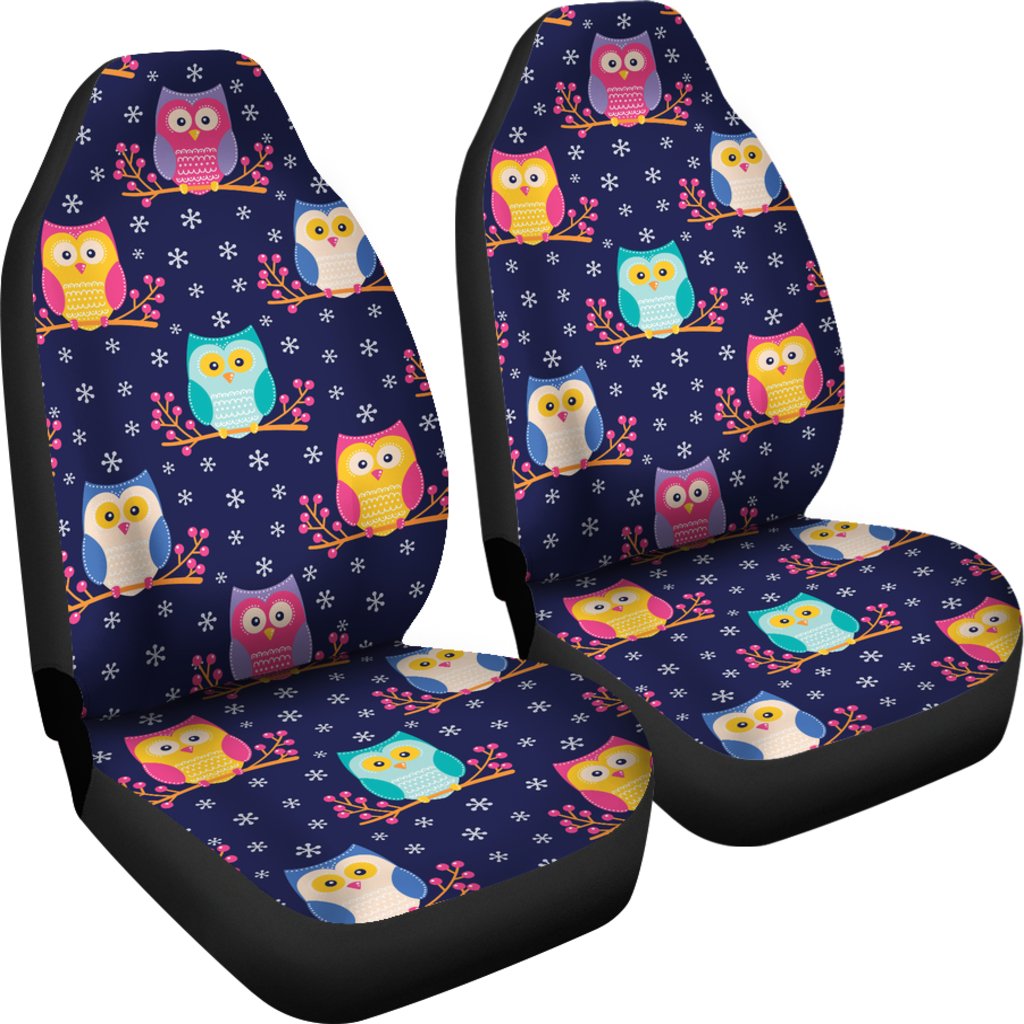 Owl Cute Themed Design Print Universal Fit Car Seat Covers-JorJune