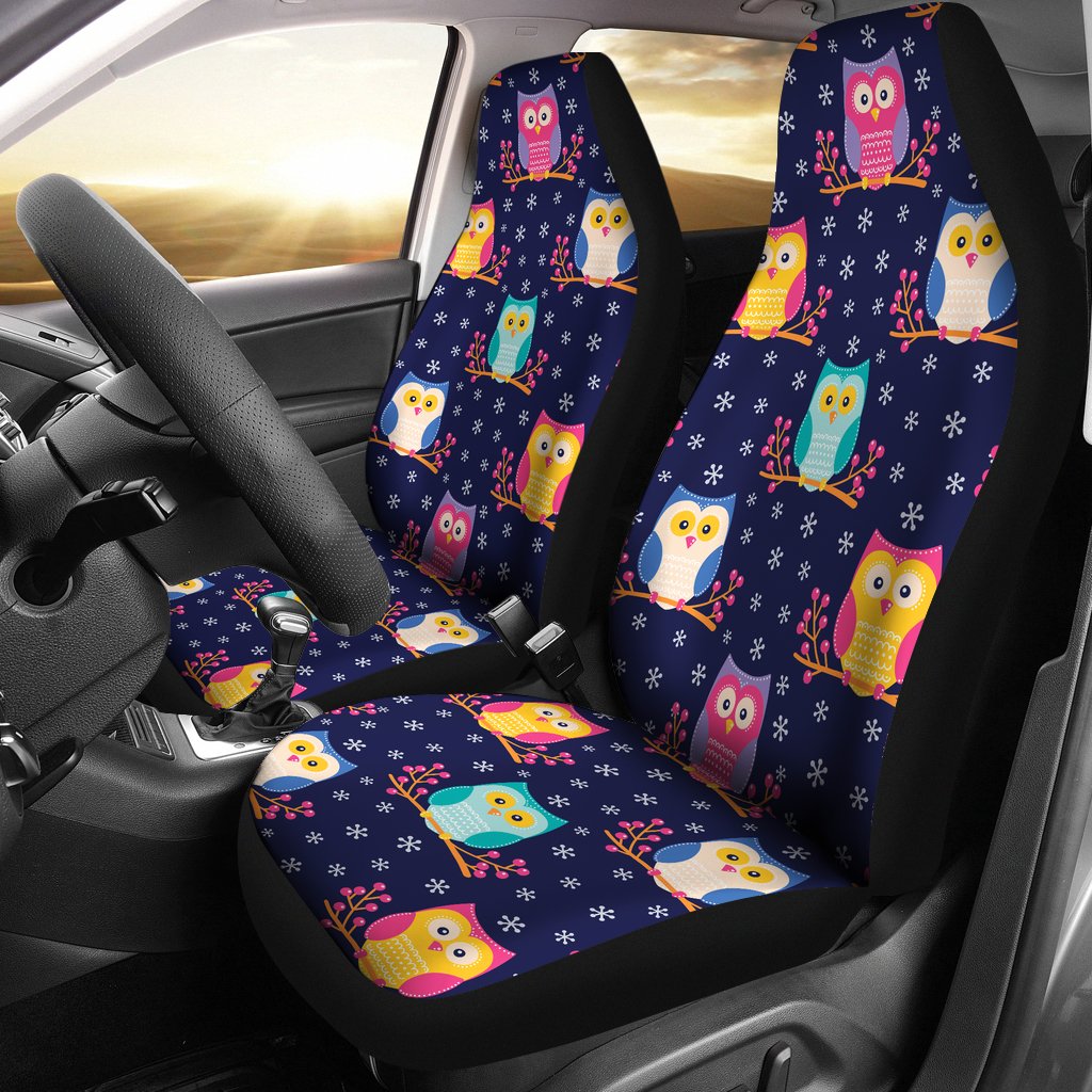 Owl Cute Themed Design Print Universal Fit Car Seat Covers-JorJune
