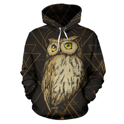 Owl Geometric Line All Over Print Hoodie