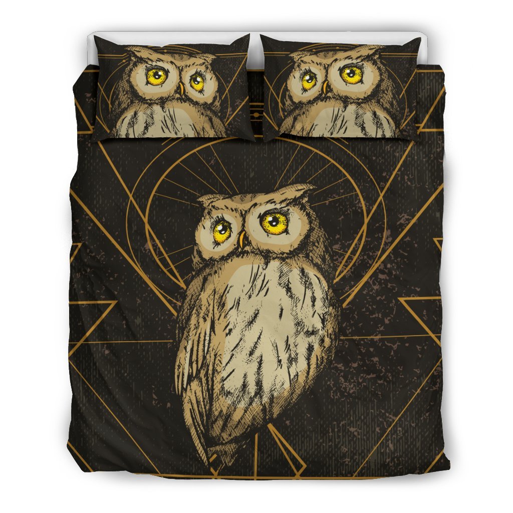 Owl Geometric Line Duvet Cover Bedding Set