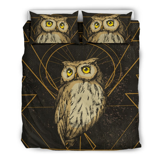 Owl Geometric Line Duvet Cover Bedding Set