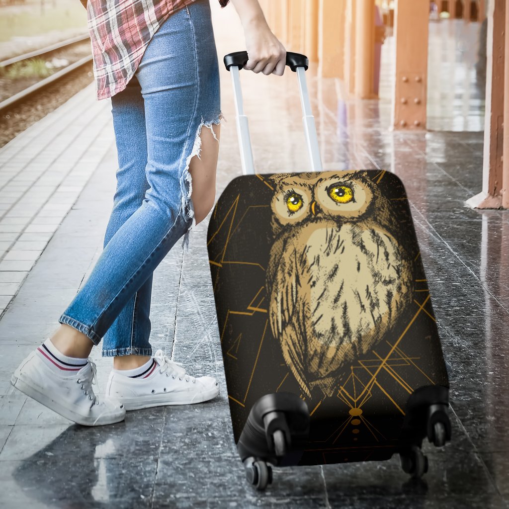 Owl Geometric Line Luggage Cover Protector