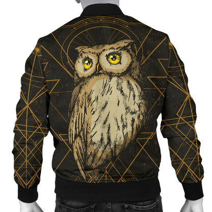 Owl Geometric Line Men Casual Bomber Jacket