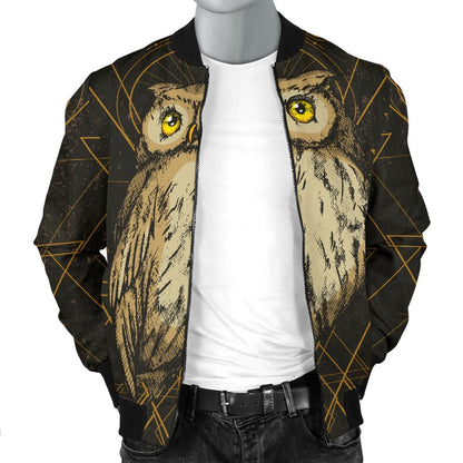 Owl Geometric Line Men Casual Bomber Jacket