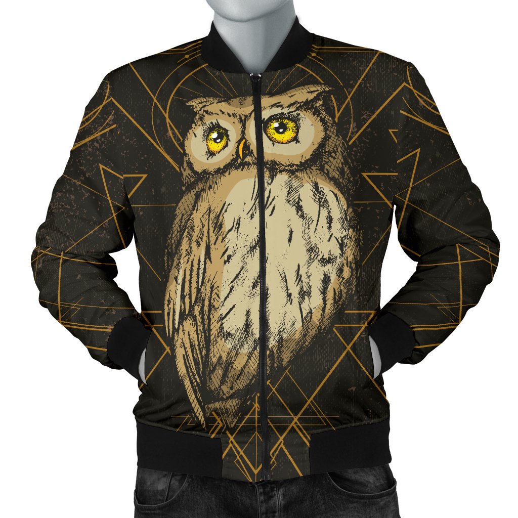 Owl Geometric Line Men Casual Bomber Jacket