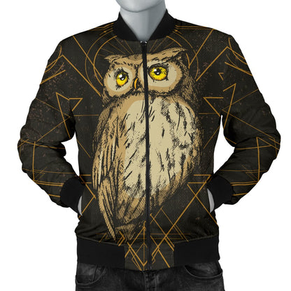 Owl Geometric Line Men Casual Bomber Jacket