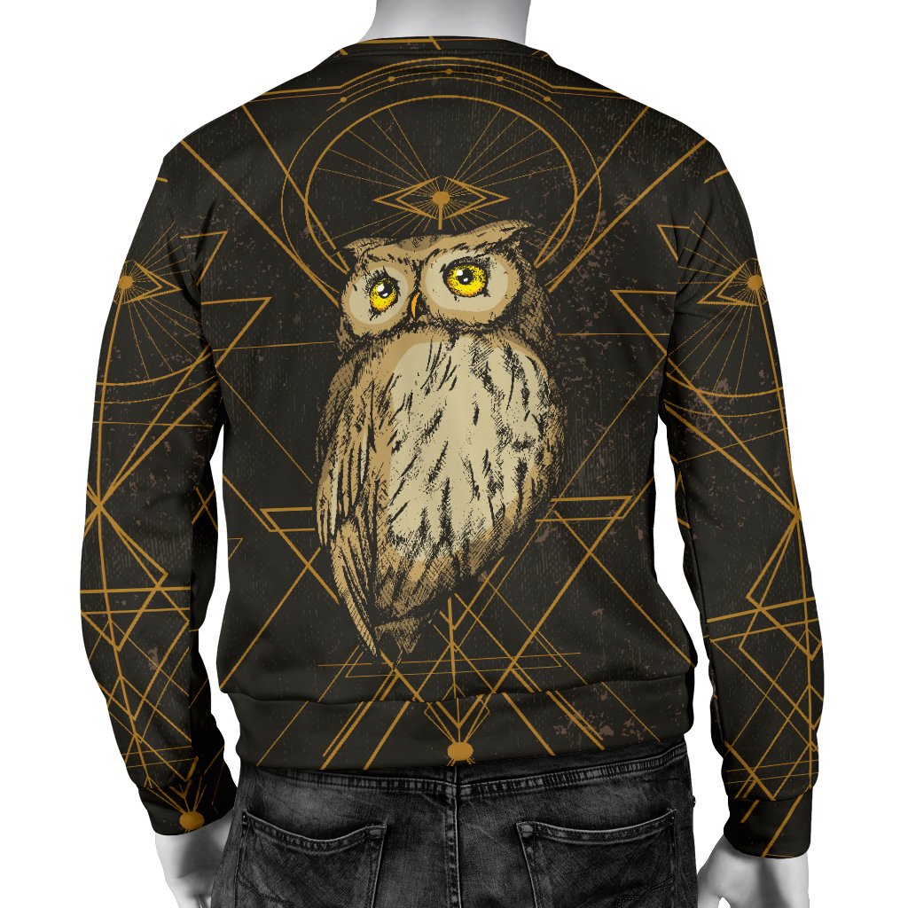 Owl Geometric Line Men Crewneck Sweatshirt