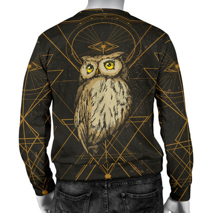 Owl Geometric Line Men Crewneck Sweatshirt