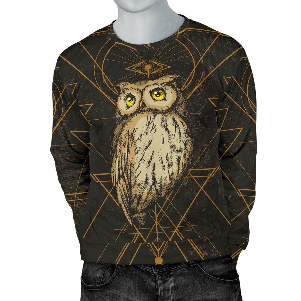 Owl Geometric Line Men Crewneck Sweatshirt
