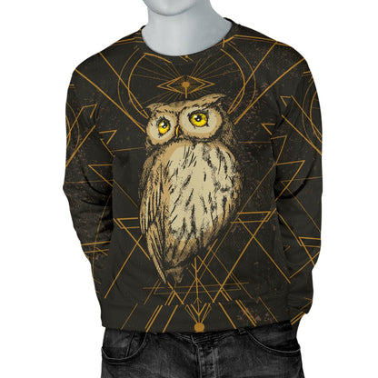 Owl Geometric Line Men Crewneck Sweatshirt
