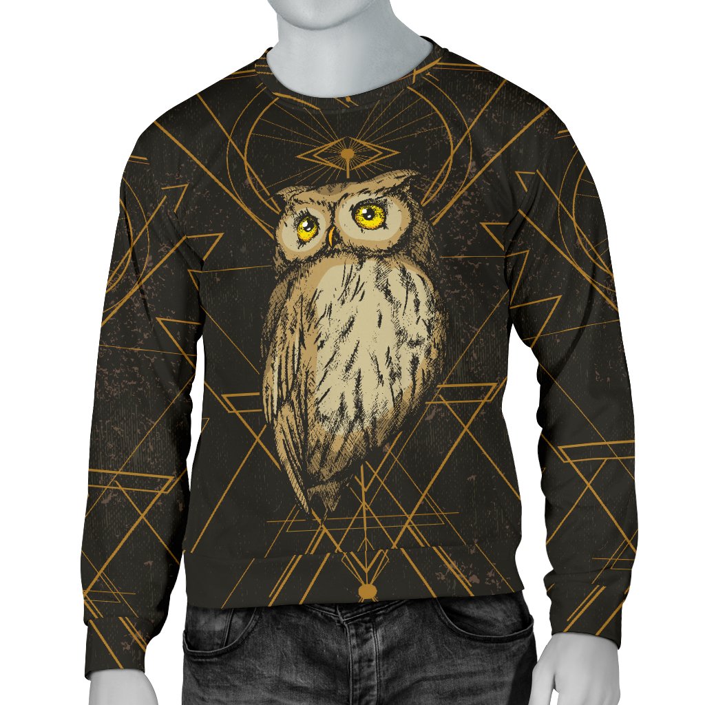Owl Geometric Line Men Crewneck Sweatshirt
