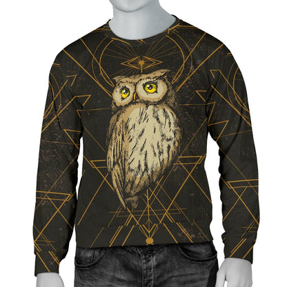 Owl Geometric Line Men Crewneck Sweatshirt