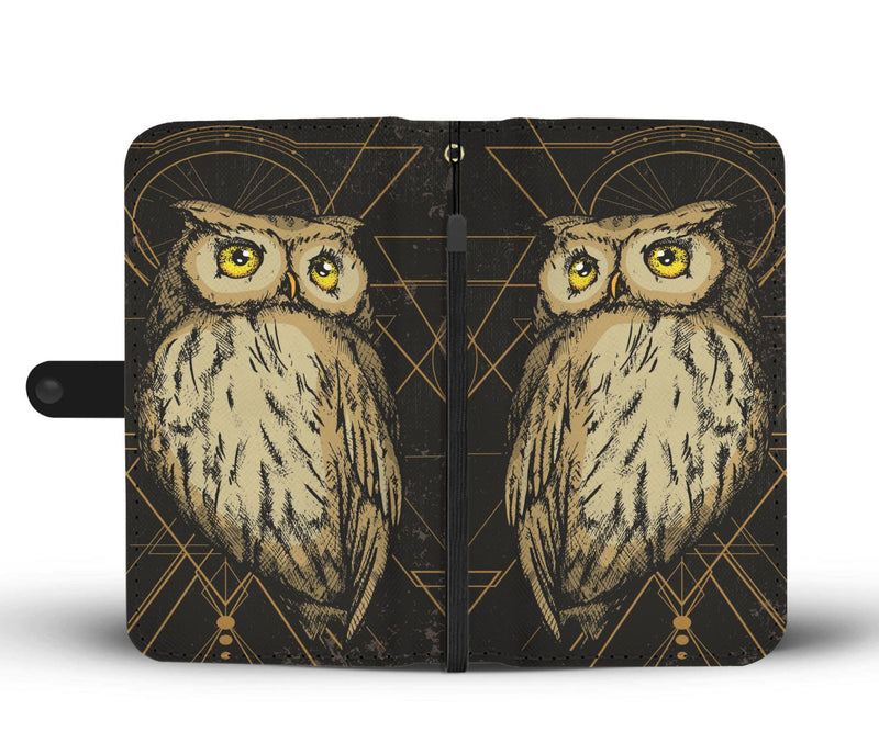 Owl Geometric Line Wallet Phone Case