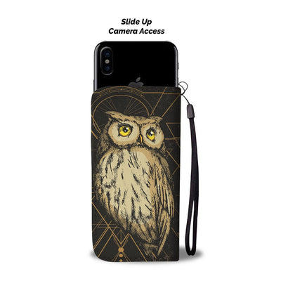 Owl Geometric Line Wallet Phone Case