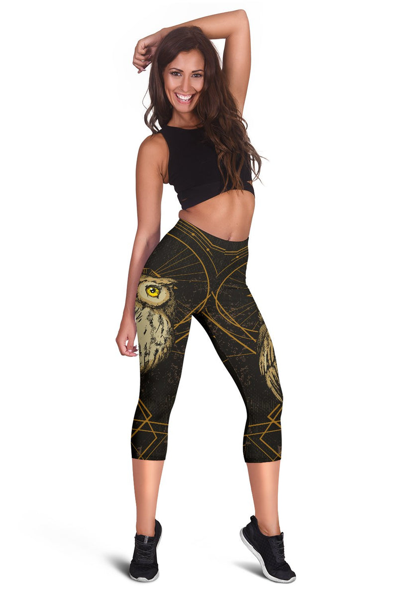 Owl Geometric Line Women Capris