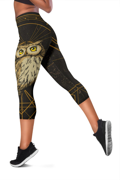 Owl Geometric Line Women Capris