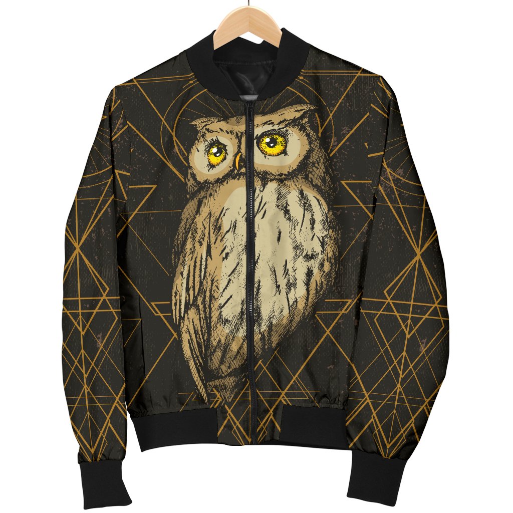 Owl Geometric Line Women Casual Bomber Jacket
