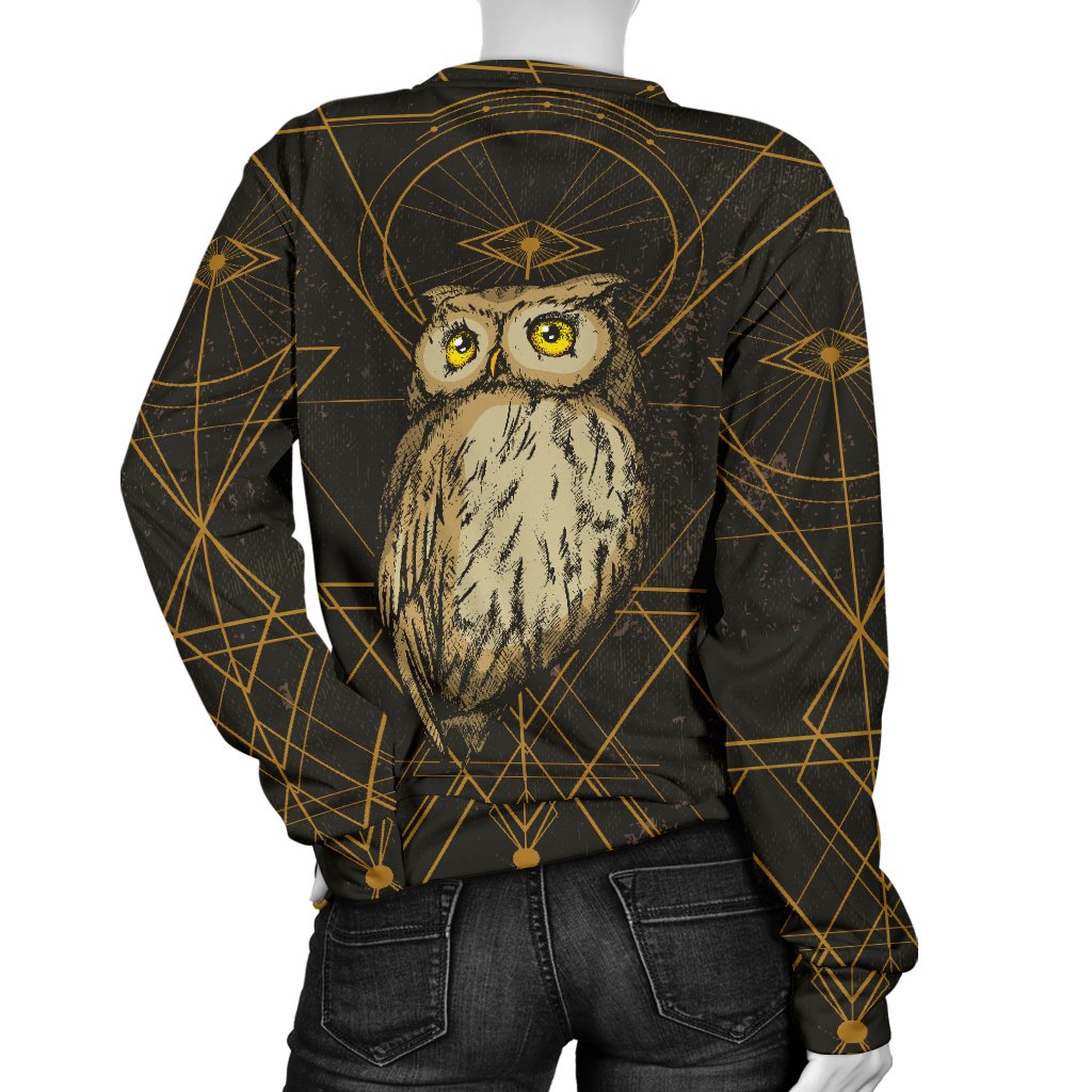 Owl Geometric Line Women Crewneck Sweatshirt