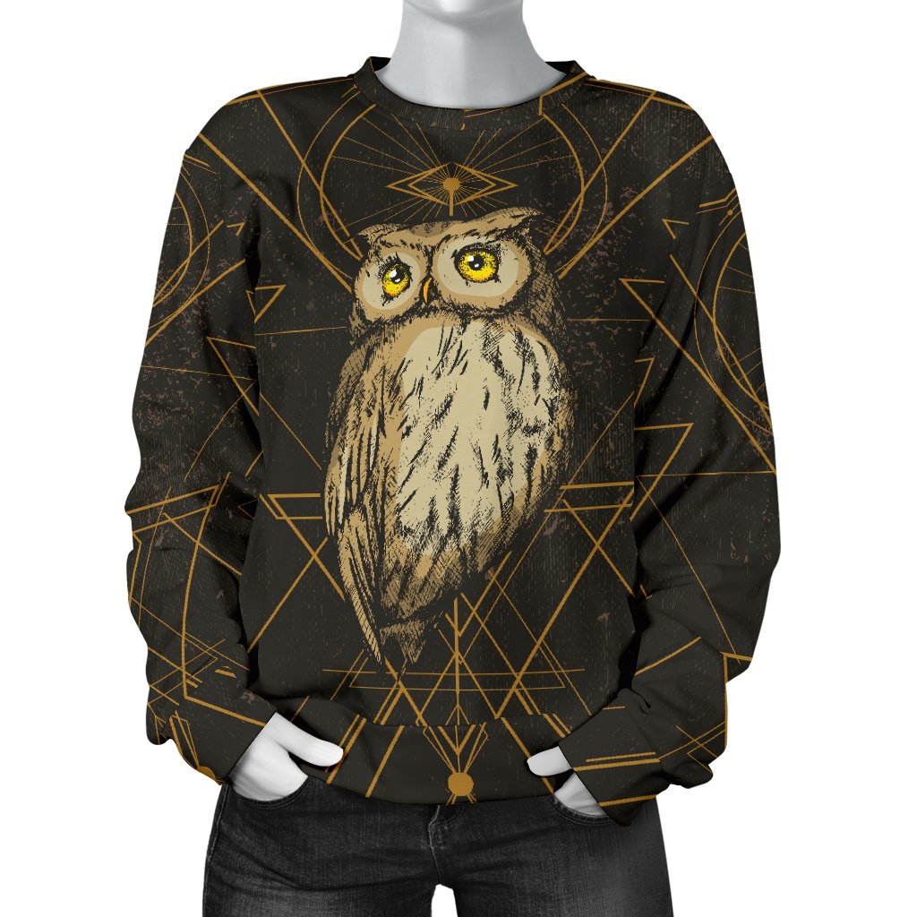 Owl Geometric Line Women Crewneck Sweatshirt