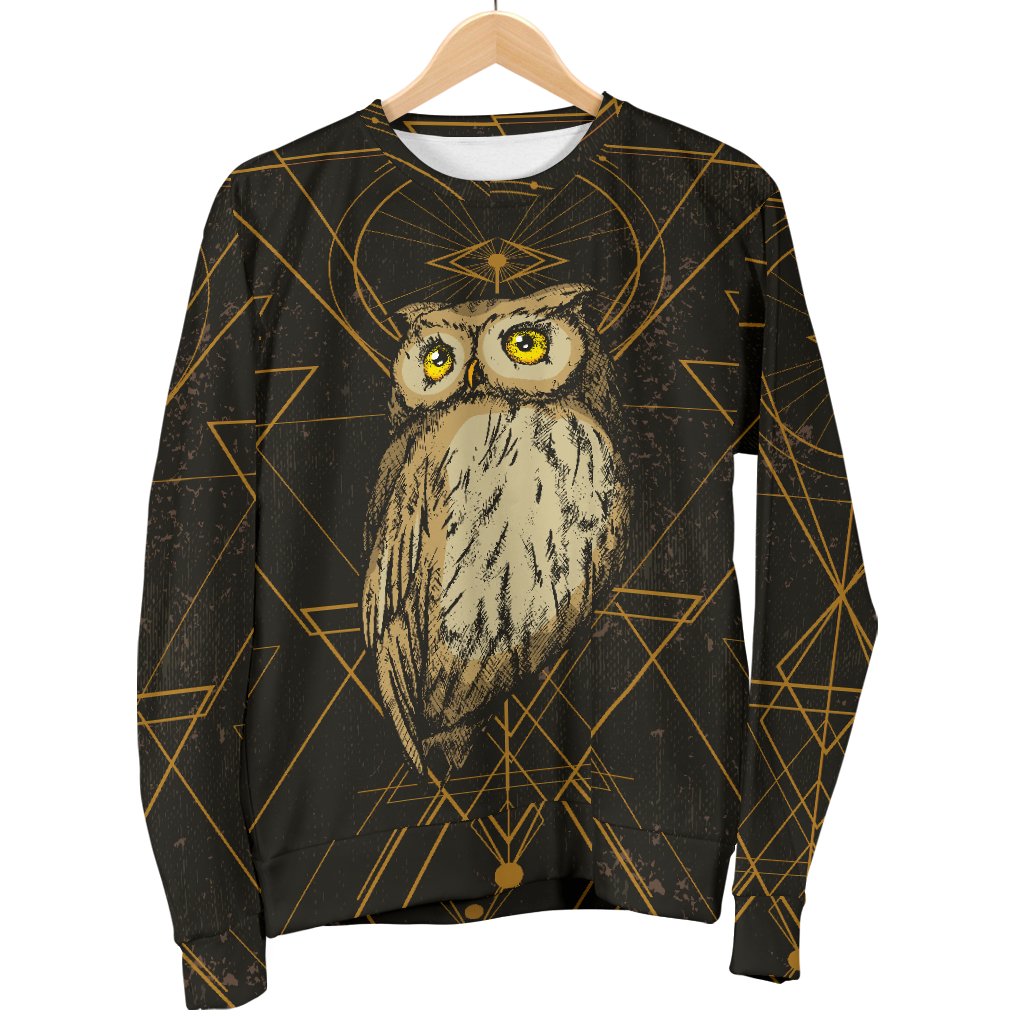 Owl Geometric Line Women Crewneck Sweatshirt