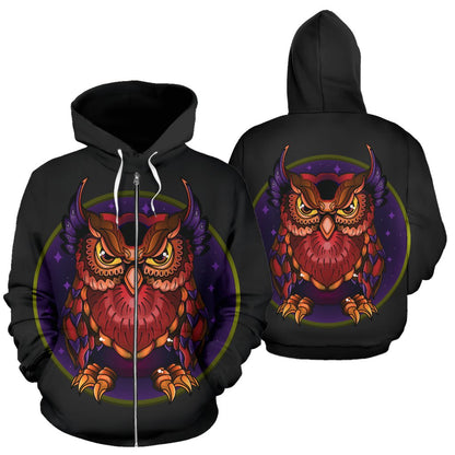 Owl Magic All Over Zip Up Hoodie
