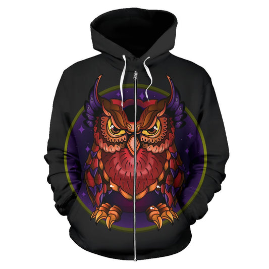 Owl Magic All Over Zip Up Hoodie