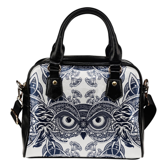 Owl Ornamental Leather Shoulder Handbag