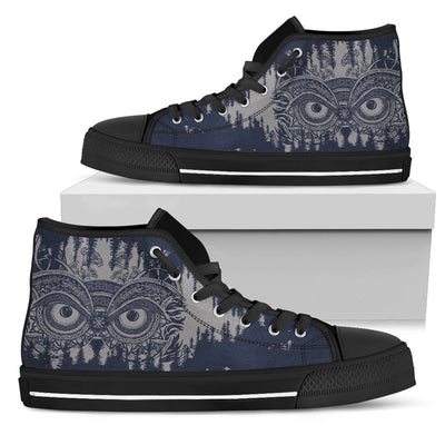 Owl Ornamental Men High Top Canvas Shoes