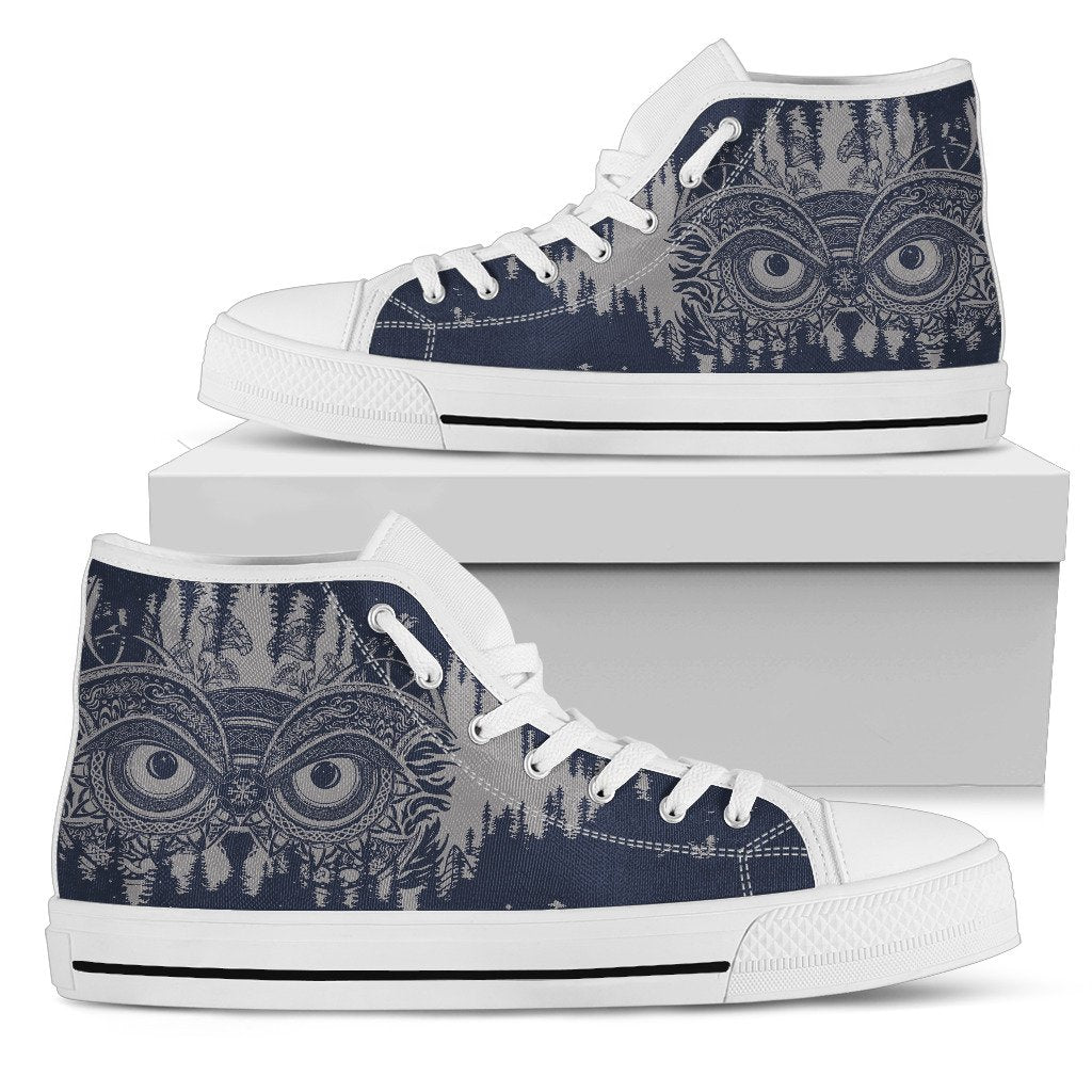 Owl Ornamental Men High Top Canvas Shoes