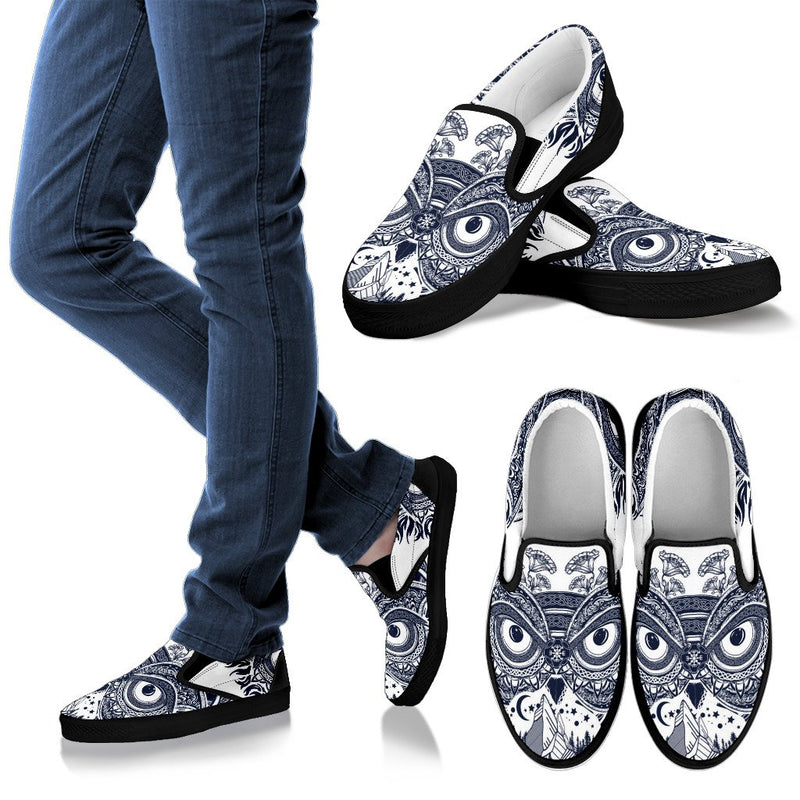 Owl Ornamental Women Canvas Slip On Shoes