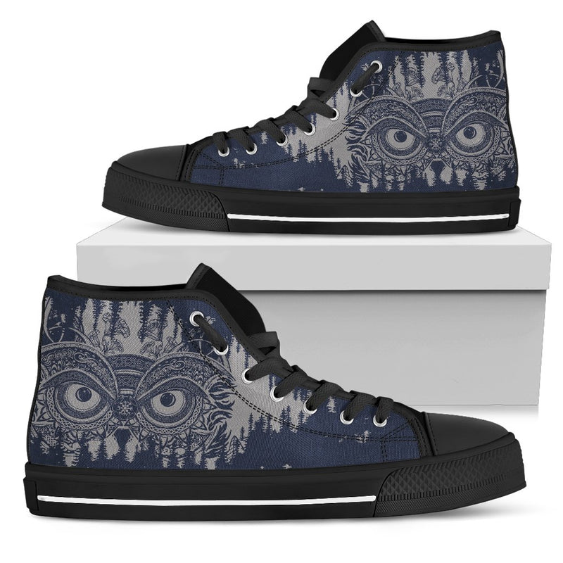 Owl Ornamental Women High Top Canvas Shoes