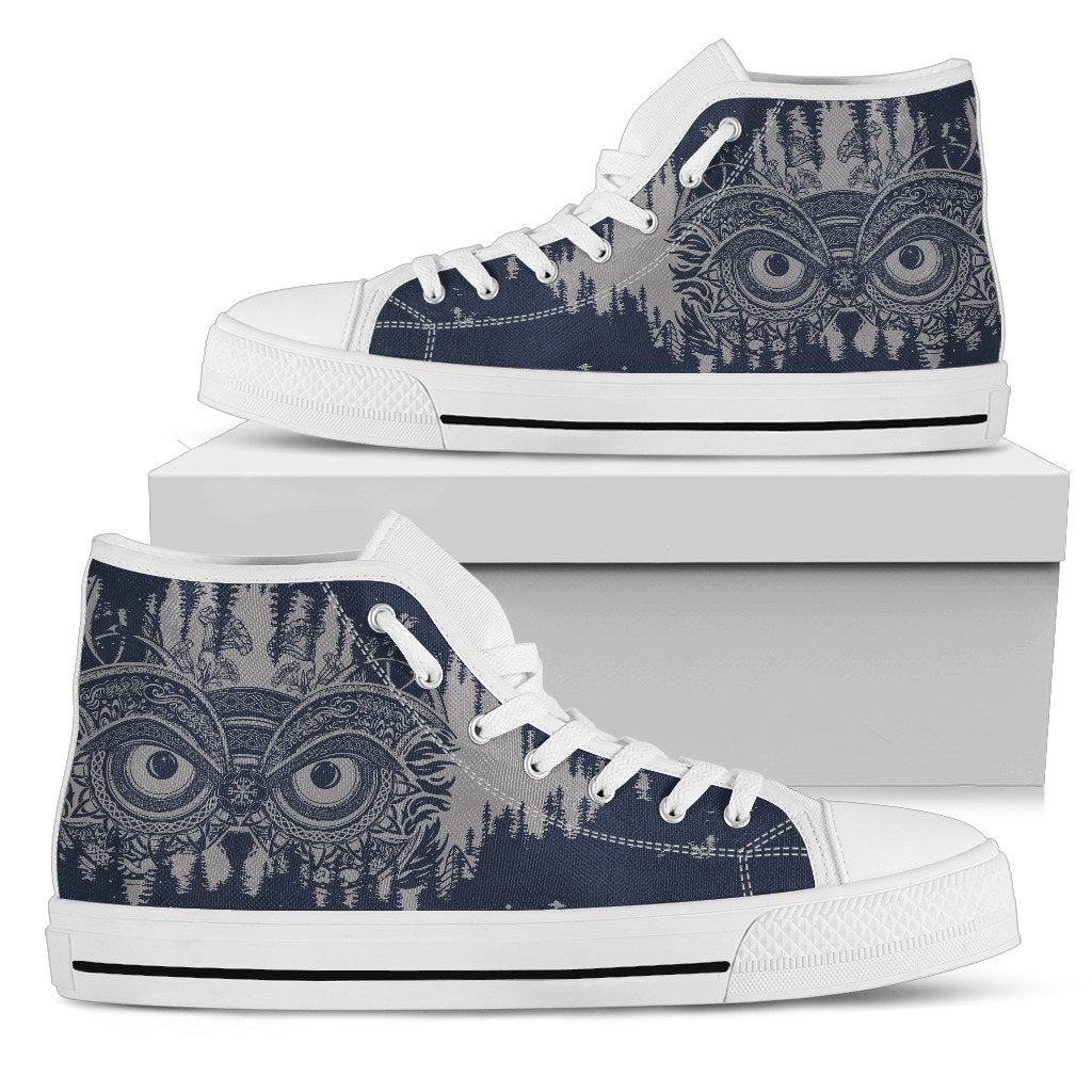 Owl Ornamental Women High Top Canvas Shoes