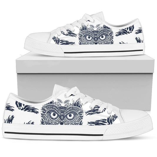 Owl Ornamental Women Low Top Canvas Shoes