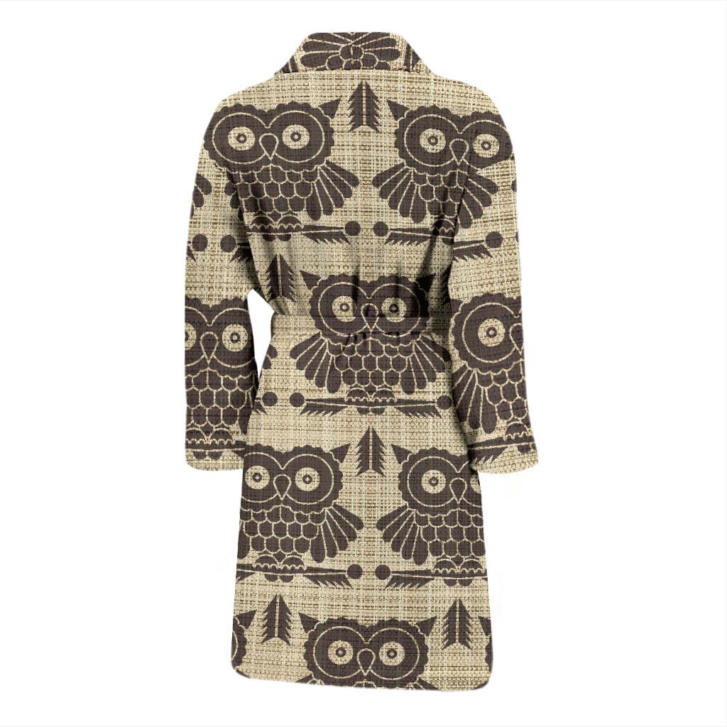 Owl Pattern Print Design A01 Men Bathrobe-JORJUNE.COM