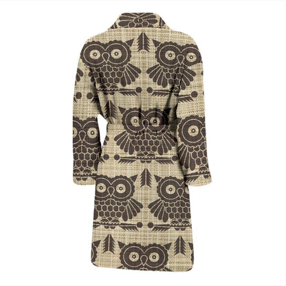 Owl Pattern Print Design A01 Men Bathrobe-JORJUNE.COM