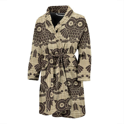 Owl Pattern Print Design A01 Men Bathrobe-JORJUNE.COM