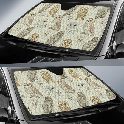 Owl Pattern Print Design A03 Car Sun Shades-JORJUNE.COM