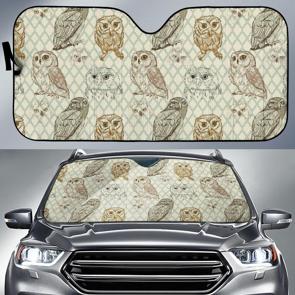 Owl Pattern Print Design A03 Car Sun Shades-JORJUNE.COM