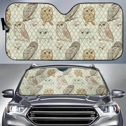Owl Pattern Print Design A03 Car Sun Shades-JORJUNE.COM