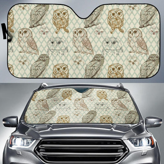 Owl Pattern Print Design A03 Car Sun Shades-JORJUNE.COM
